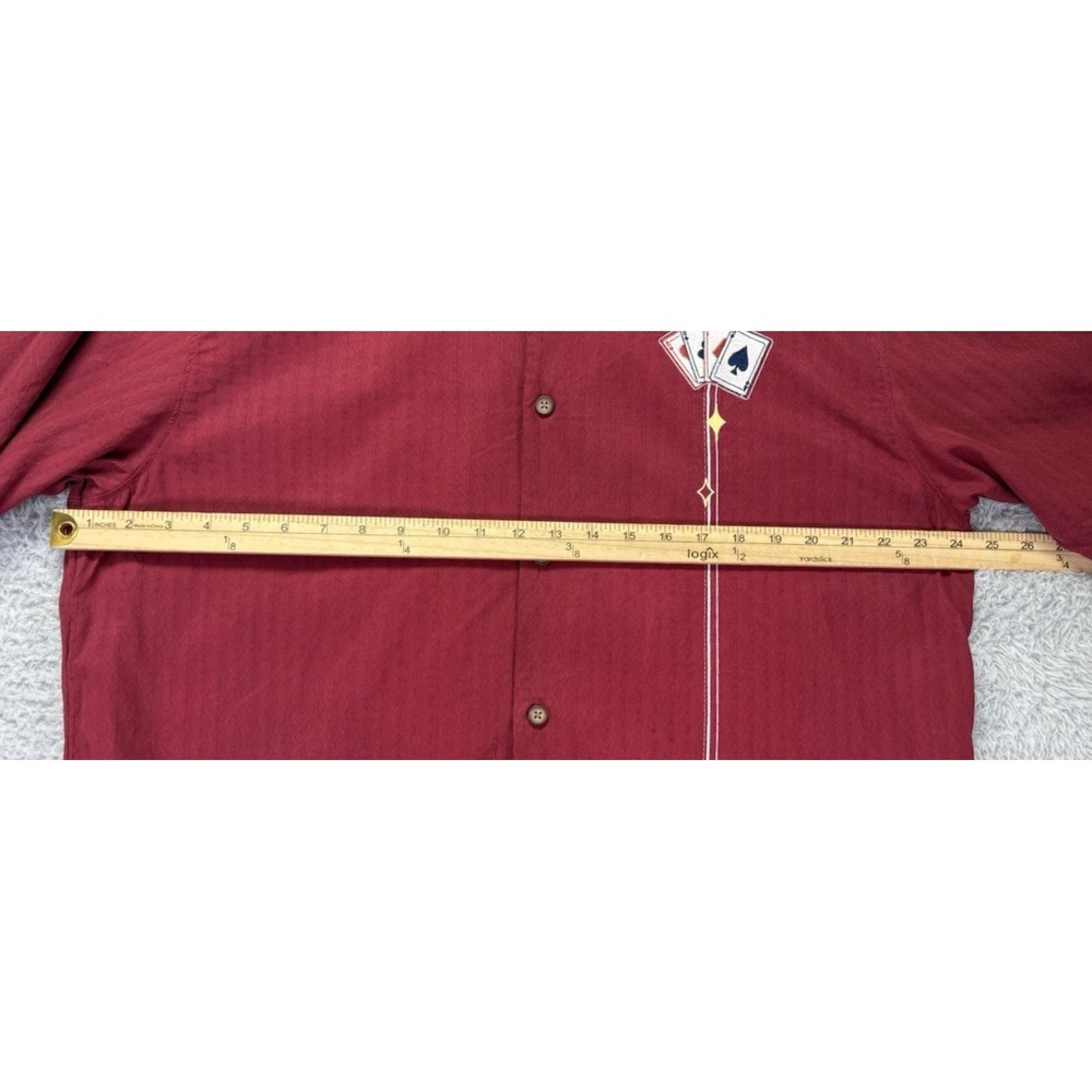 Tommy Bahama Blue Fin Lounge Marlin Silk Blend Camp Shirt Burgundy Red Large - Picture 7 of 14